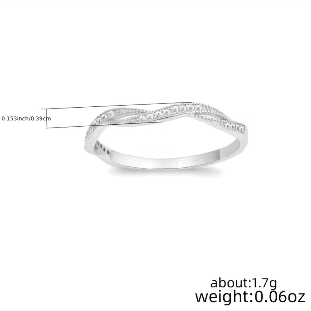 New 925 Silver Women's Simple Twisted Diamond Ring - Picture 3 of 4